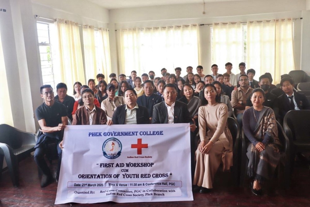 Attendees of the First Aid Workshop cum Orientation of Youth Red Cross at Phek Government College.